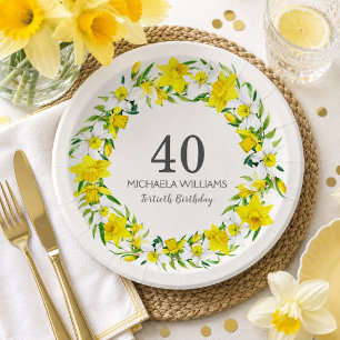 Elegante gelbe Narzissen-Blumen 40. Pappteller