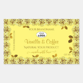 Elegante gelbe Produktmarken - Logo für blühende R Rechteckiger Aufkleber