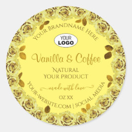 Elegante gelbe Produktmarken - Logo für blühende R Runder Aufkleber