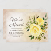 Elegante Gelbe Rose ändern Adresse Ankündigung (Vorne/Hinten)