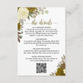 Elegante Gelbe Rose Hochzeitdetails QR-Code Begleitkarte (Vorderseite)