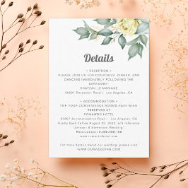 Elegante, gelbe Rose Hochzeitsdetails Begleitkarte