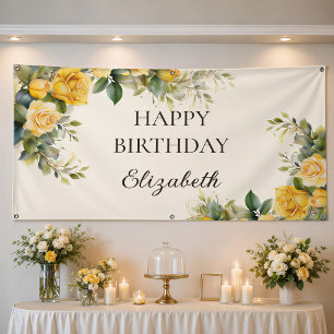 Elegante gelbe Rosen-Blumen-Geburtstagsgruß Banner