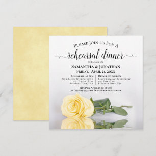Elegante gelbe Rosen-Hochzeitsprobe & Dinner Einladung