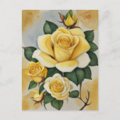 Elegante Gelbe Rosen Postkarte (Vorderseite)