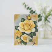 Elegante Gelbe Rosen Postkarte (Stehend Vorderseite)