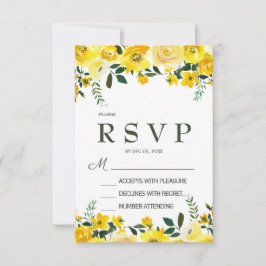 Elegante, gelbe Rosenblütenkarte RSVP Karte
