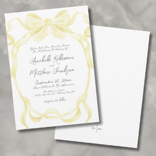 Elegante gelbe Schleifenbänder Whimsical Hochzeit Einladung