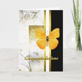 Elegante Gelbe Schmetterlingskarte Abschluss Karte