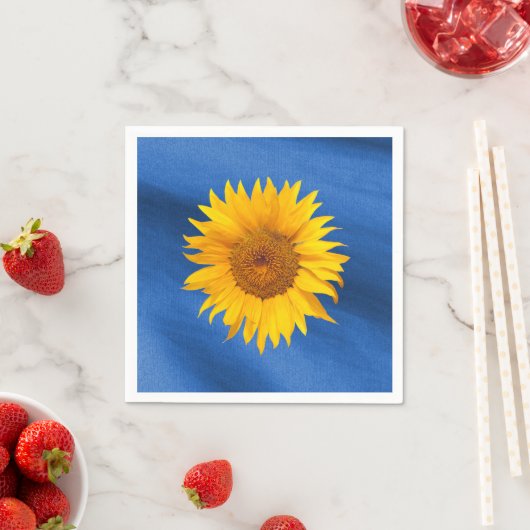 Elegante Gelbe Sonnenblume auf Royal Blue Wedding Serviette (Beispiel)