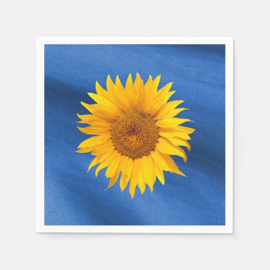 Elegante Gelbe Sonnenblume auf Royal Blue Wedding Serviette (Vorderseite)