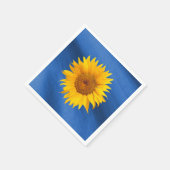 Elegante Gelbe Sonnenblume auf Royal Blue Wedding Serviette (Ecke)
