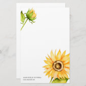 Elegante gelbe Sonnenblume personalisiert Briefpapier (Vorne/Hinten)