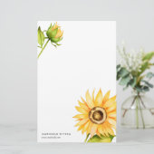 Elegante gelbe Sonnenblume personalisiert Briefpapier (Stehend Vorderseite)