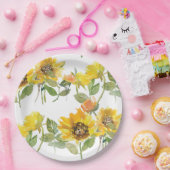 Elegante, gelbe Sonnenblume Sonnenbeendusche Pappteller (Party)