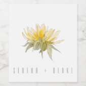 Elegante gelbe Sonnenblume Weiße Hochzeit Weinetikett (Einzelnes Label)