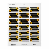 Elegante gelbe Sonnenblumen mit Schwarz-weißen Str Adressaufkleber (Vorne)