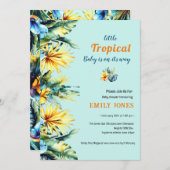 Elegante gelbe tropische Babydusche Einladung (Vorne/Hinten)