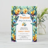 Elegante gelbe tropische Boulendusche Einladung (Stehend Vorderseite)