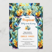 Elegante gelbe tropische Boulendusche Einladung (Vorne/Hinten)