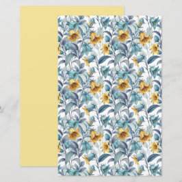 Elegante gelbe und blaue Gartenblumen
