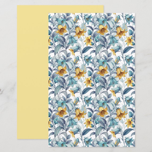 Elegante gelbe und blaue Gartenblumen (Vorne/Hinten)