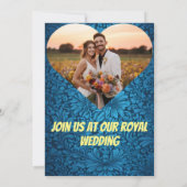 Elegante gelbe und blaue Hochzeitseinladung Einladung (Rückseite)