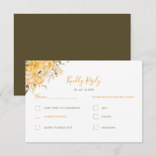 Elegante gelbe und elfenbeinfarbene Rosenhochzeit RSVP Karte