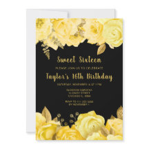 Elegante gelbe und goldene Blumen Sweet Sixteen