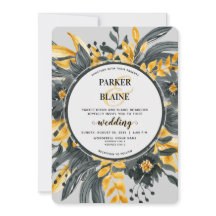 Elegante, gelbe und graue florale Moderne Script H