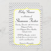 Elegante gelbe und graue Zickzack Babydusche Einladung (Vorne/Hinten)