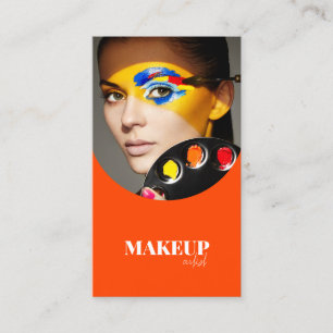 Elegante gelbe und orange Fotos, QR-Code-Schönheit Visitenkarte
