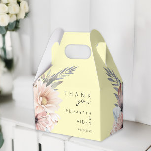 Elegante, gelbe und pastellfarbene Boho Hochzeitsb Geschenkschachtel