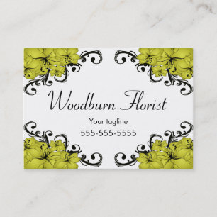 Elegante gelbe und schwarze Blumen Visitenkarte