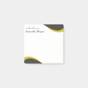Elegante gelbe und schwarze Wellen anpassbar Post-it Klebezettel