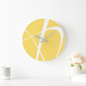 Elegante, gelbe und weiße moderne Küche Große Wanduhr (Zuhause)