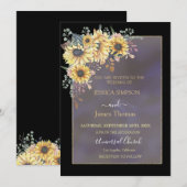 Elegante Gelbe Wasserfarbe Sonnenblume Einladung (Vorne/Hinten)