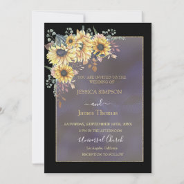 Elegante Gelbe Wasserfarbe Sonnenblume Einladung