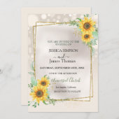 Elegante Gelbe Wasserfarbe Sonnenblume Einladung (Vorne/Hinten)