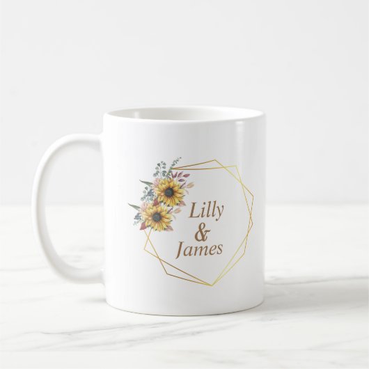 Elegante Gelbe Wasserfarbe Sonnenblume Kaffeetasse (Links)