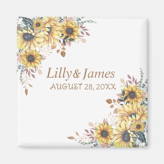 Elegante Gelbe Wasserfarbe Sonnenblume Magnet (Vorne)