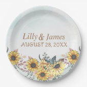 Elegante Gelbe Wasserfarbe Sonnenblume Pappteller (Vorderseite)