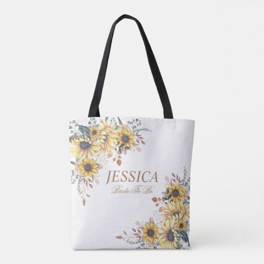 Elegante Gelbe Wasserfarbe Sonnenblume Tasche (Rückseite)