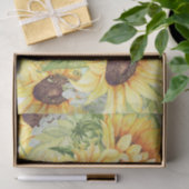 Elegante Gelbe Wasserfarbe Sonnenblumen Grüne Seidenpapier (Geschenk)