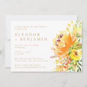 Elegante gelbe Wasserfarbe Stilvolle Hochzeit Einladung (Vorderseite)