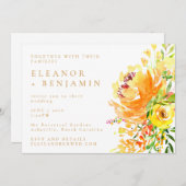 Elegante gelbe Wasserfarbe Stilvolle Hochzeit Einladung (Vorne/Hinten)