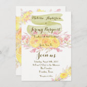 Elegante Gelbe Wasserfarben Rose Einladung Hochzei (Vorne/Hinten)