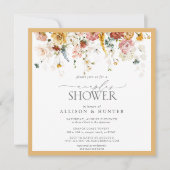 Elegante gelbe Wildblume Blumenpaare Dusche Einladung (Vorderseite)