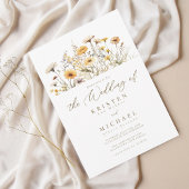 Elegante, gelbe Wildblumen Hochzeit Einladung