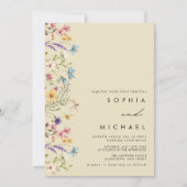 Elegante, gelbe Wildblumen Hochzeit Einladung (Vorderseite)